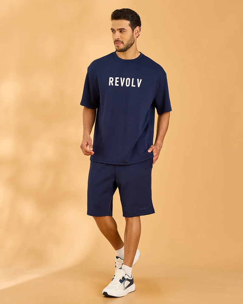Redtag Men Navy Solid Active Shorts
