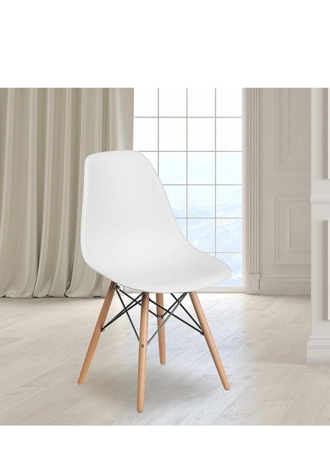 Generic Dining, Kitchen, Office and Living Room Plastic Chair with Wooden Legs White - Image 1