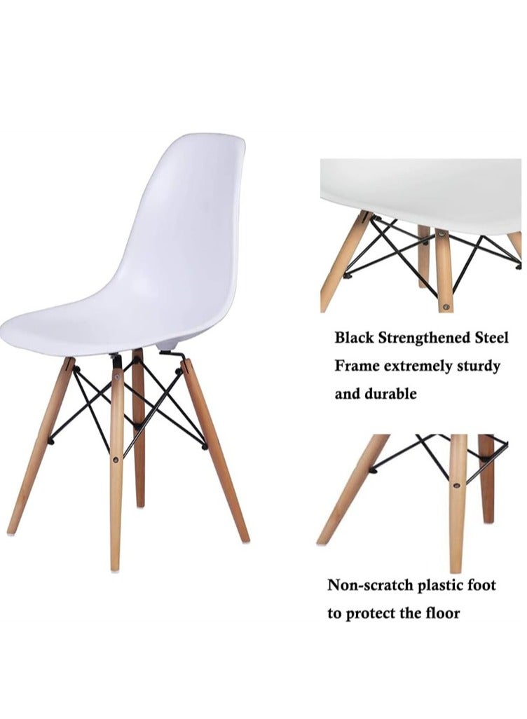 Generic Dining, Kitchen, Office and Living Room Plastic Chair with Wooden Legs White - Image 4