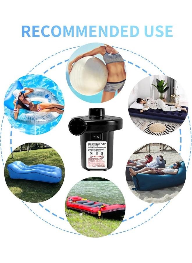 yongsheng - Electric Air Blower Electric Air Pump, Portable Quick-Fill Air Pump with 3 Nozzles, Perfect Inflator/Deflator Pumps for Outdoor Camping, Inflatable Cushions, Air Mattress Beds, Boats, Swimming Ring - Image 1
