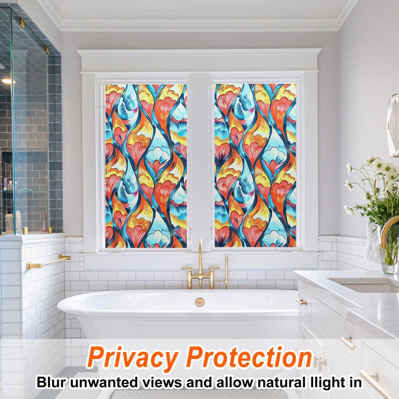 SOMWISE Frosted Glass Window Film, Heat Insulation, UV Block, Anti-Glare, One Way Privacy Tint, Static Cling for Home Bathroom Door, Renter Friendly, Day & Night Privacy - Image 2