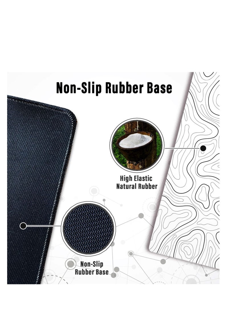 Arabest - Large Gaming Mouse Pad with Stitched Edges, Minimalist Topographic Map Desk Mat, Extended XL Mousepad with Anti-Slip Base, Cool Desk Pad for Keyboard and Mouse - Image 1