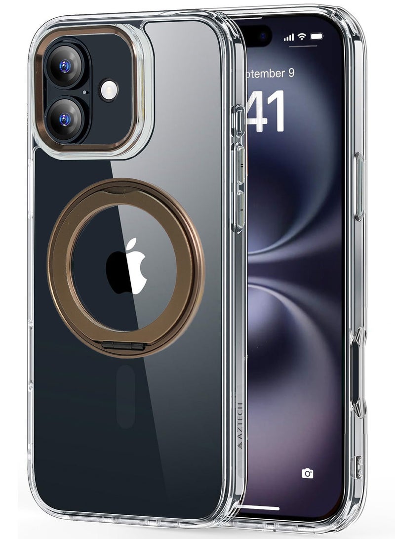 Aztech for iPhone 16 Plus Case With 360°Rotable Magnetic Ring Kick Stand and Silicone Finger Ring Grip, Compatible with MagSafe, Mag Safe Slim Shockproof Phone Case for iPhone 16 Plus 6.7 Inch - Image 1