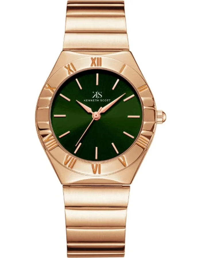 KENNETH SCOTT Kenneth Scott K24506-RBKH Women's Analog Display Watch & Stainless Steel Strap Rose Gold