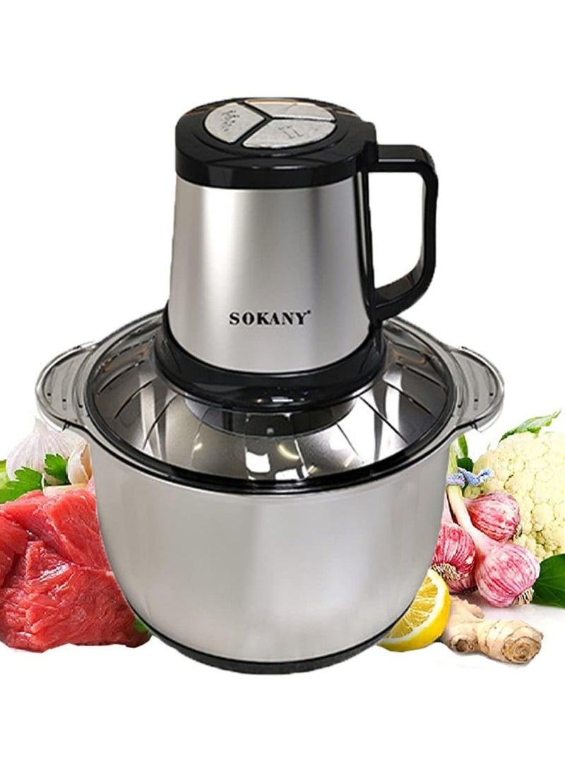 sokany Meat Grinder Electric, Food Processor Onion Vegetable Garlic Chopper, 4 Blades, Stainless Steel Bowl (SK-7015, 800W, 5L) - Image 1