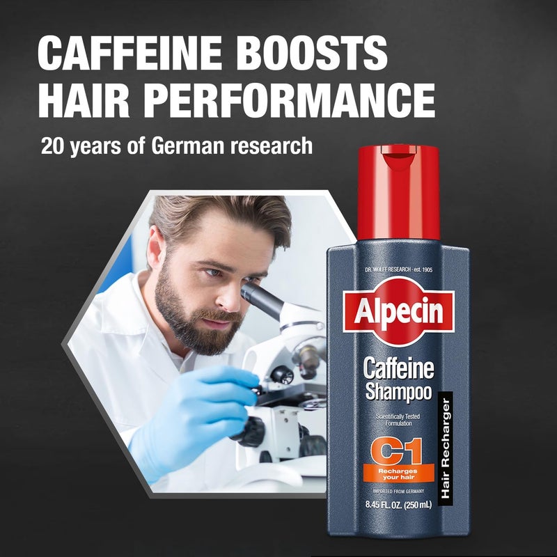 Alpecin C1 Caffeine Shampoo 8.45 fl Oz (Pack of 3) I Hair Performance Enhancer I Promotes Natural Hair Growth and Thickness I Energizes Scalp - Image 2