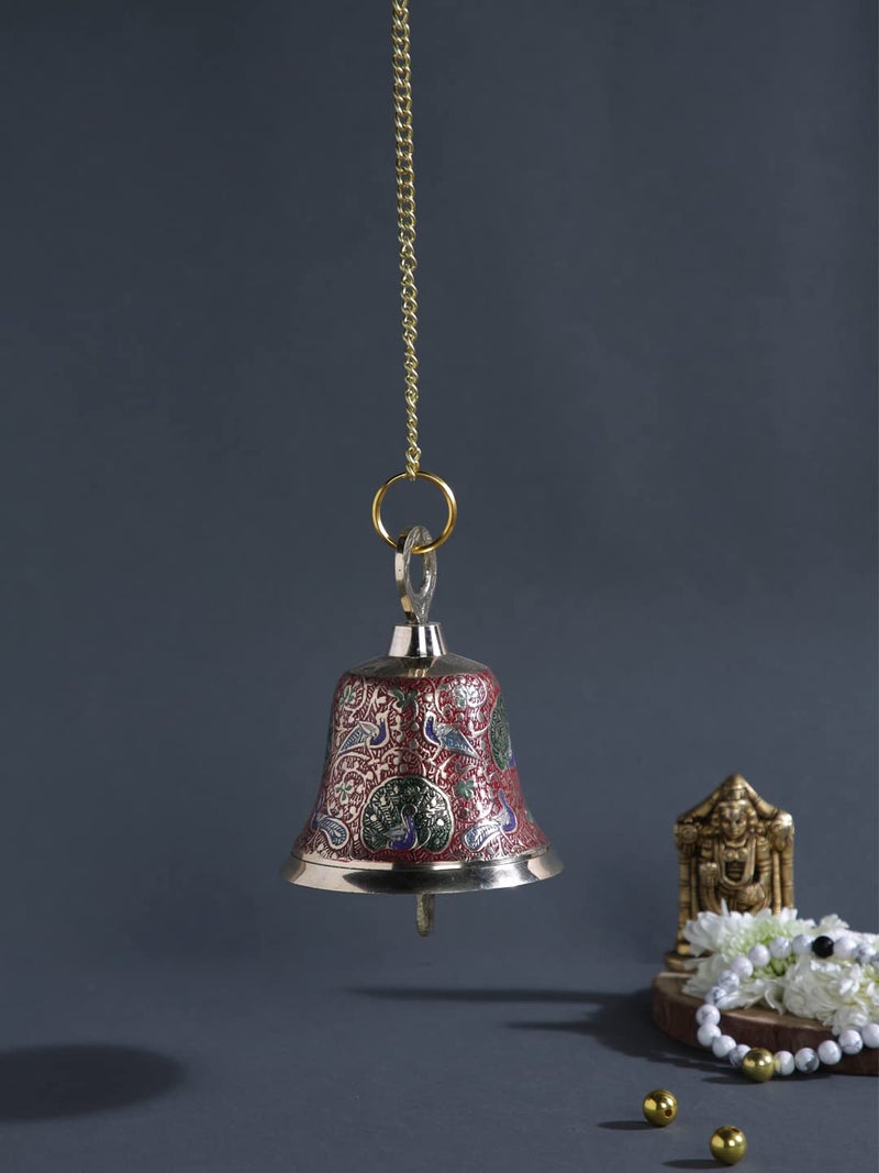 CraftVatika Brass Wall Hanging Bell Ghanti for Pooja Decoration Mandir Home Temple, Pooja Decorative Items, Ghanti Bell with Deep Sound, Puja Bell with Chain and Hook (21 Inch Height) - Image 1