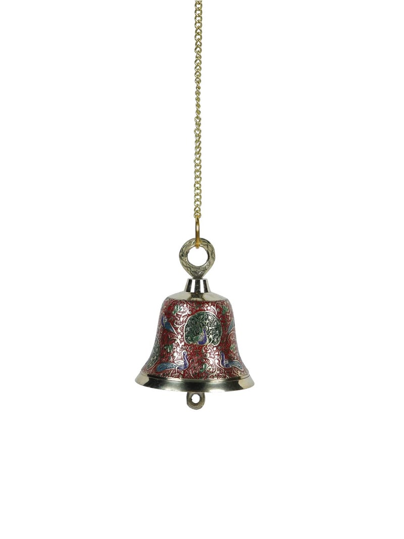 CraftVatika Brass Wall Hanging Bell Ghanti for Pooja Decoration Mandir Home Temple, Pooja Decorative Items, Ghanti Bell with Deep Sound, Puja Bell with Chain and Hook (21 Inch Height) - Image 3