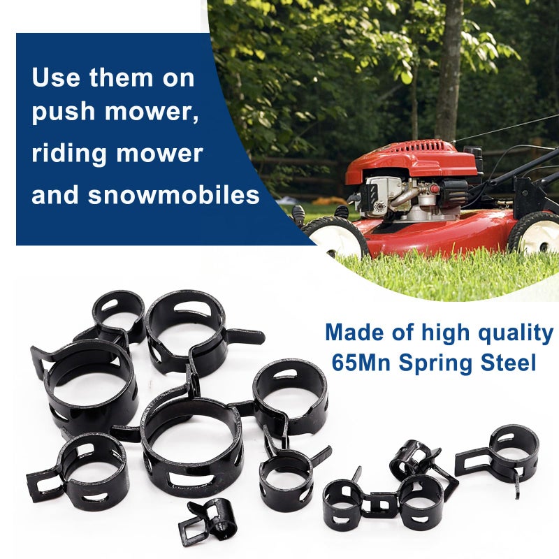 Tnisesm 80Pcs Spring Band Hose Clamps Assortment kits Silicone Vacuum Hose Pipe Clamp 7mm 9mm 10mm 11mm 14mm 15mm 16mm 18mm Low Pressure Air Clip Clamp(Black) - Image 4