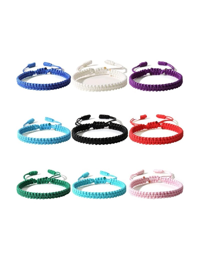 Oasisgalore 9 Pcs Adjustable Braided Rope Bracelet Set for Women & Men, Handmade Friendship String Jewelry. - Image 1