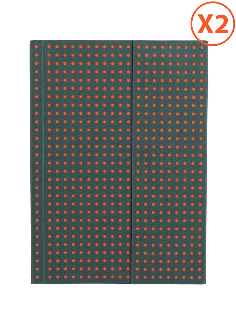 Paper-Oh Circulo Grey on Orange A6 Unlined Wrap Closure 128 Pages 100gsm Notebook - Pack of 2 - Image 1