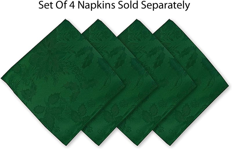 Newbridge Christmas Carol Holiday Noel Damask Napkins Holly Leaf and Poinsettia Weave Damask Soil Resistant Wrinkle Free Easy Care Napkins Set of 4 Fabric Napkins Hunter Green - Image 3