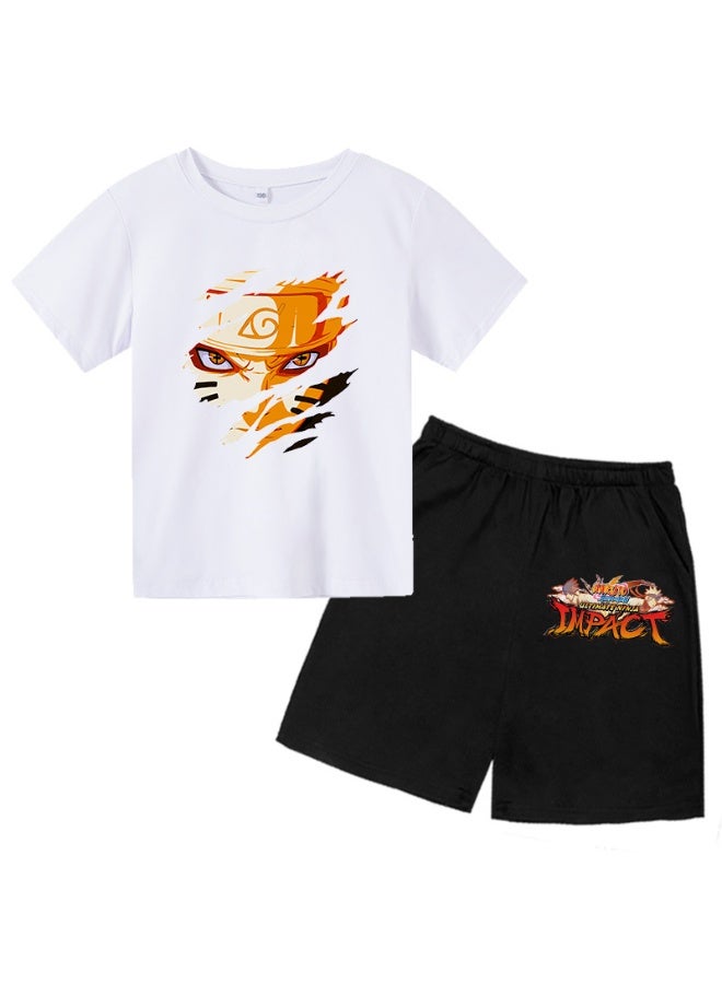 KUYING New Naruto Short T-shirt Shorts Two-Piece Set 