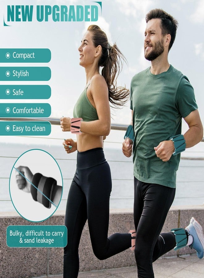 BECOJADDE Wrist Ankle Weights Adjustable Training Intensity for Strength Training Walking Running Yoga Pilates Jogging for Women Men Set of 2 (2lb Each), A-Dark Green - Image 2