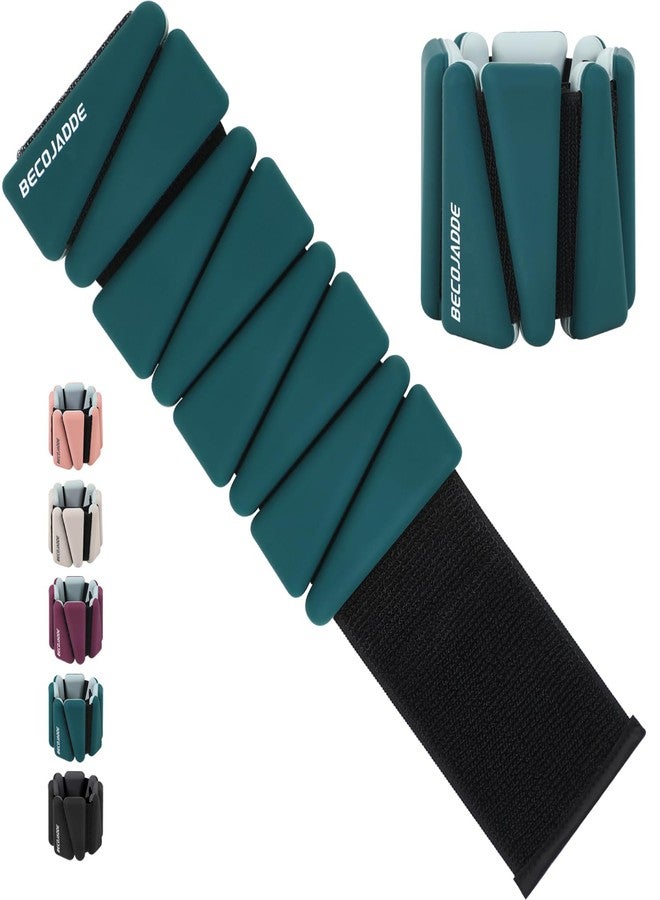 BECOJADDE Wrist Ankle Weights Adjustable Training Intensity for Strength Training Walking Running Yoga Pilates Jogging for Women Men Set of 2 (2lb Each), A-Dark Green - Image 1