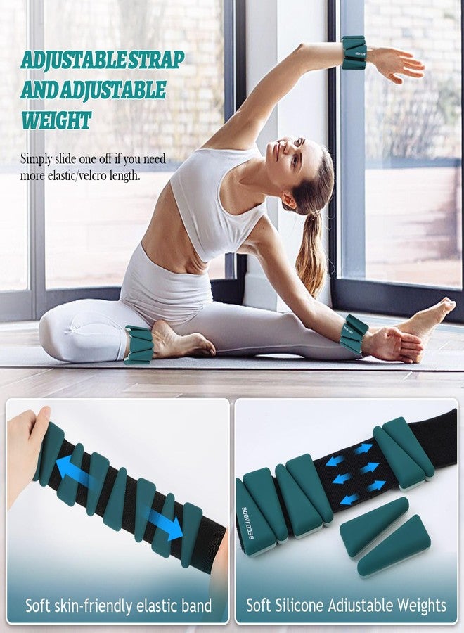 BECOJADDE Wrist Ankle Weights Adjustable Training Intensity for Strength Training Walking Running Yoga Pilates Jogging for Women Men Set of 2 (2lb Each), A-Dark Green - Image 5