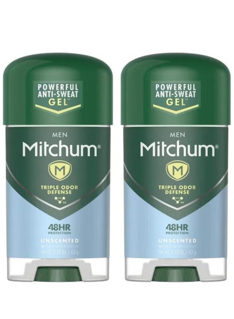 Mitchum Clear Gel Antiperspirant & Deodorant for Men Unscented 63g 2 Pcs 