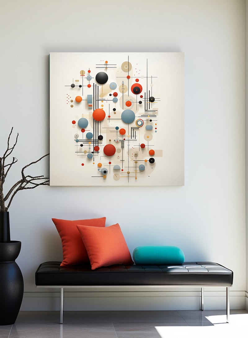LOWHA Square Canvas Wall Art Stretched Over Wooden Frame with Circles  Conceptual Art Painting - Image 3