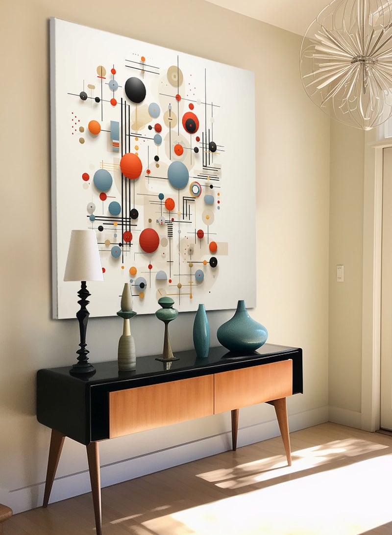 LOWHA Square Canvas Wall Art Stretched Over Wooden Frame with Circles  Conceptual Art Painting - Image 2