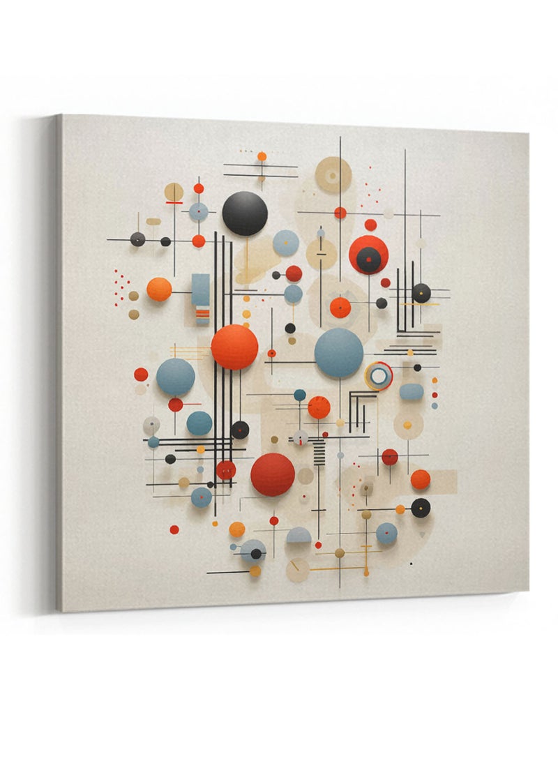 LOWHA Square Canvas Wall Art Stretched Over Wooden Frame with Circles  Conceptual Art Painting - Image 4