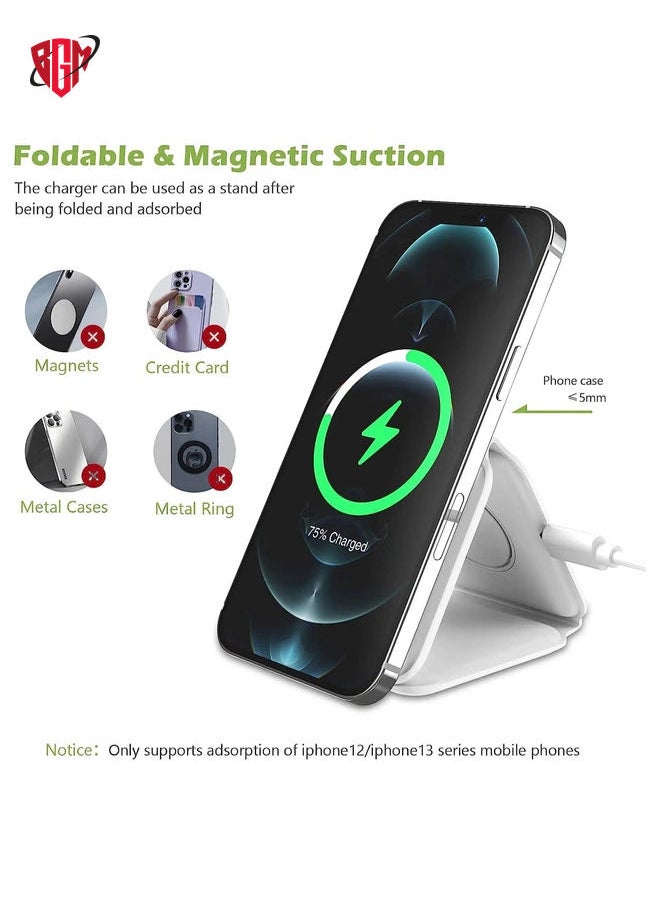 BGM - 3 in 1 Wireless Charger, Foldable Magnetic Charger Station, 18W Fast Wireless Charging Pad, Compatible with iPhone 14/13/12/11, Samsung - Image 1
