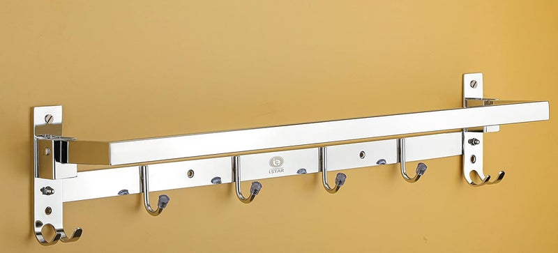 iSTAR Stainless Steel Folding Towel Rack/Towel Stand/Towel Rod/Towel Hanger/Rack Shelf for Bathroom/Bathroom Accessories (24 Inch) (Silver) - Image 4