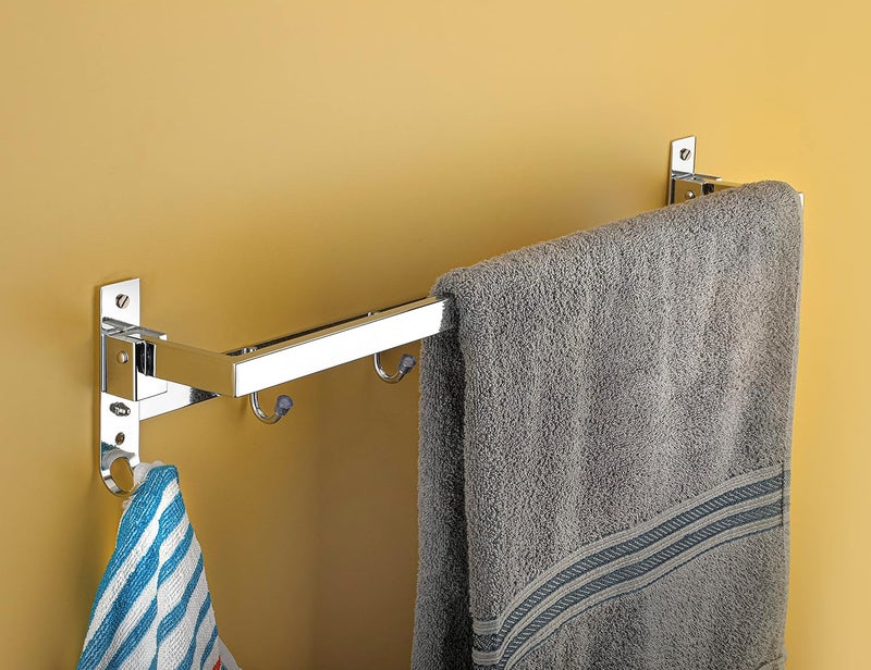 iSTAR Stainless Steel Folding Towel Rack/Towel Stand/Towel Rod/Towel Hanger/Rack Shelf for Bathroom/Bathroom Accessories (24 Inch) (Silver) - Image 2