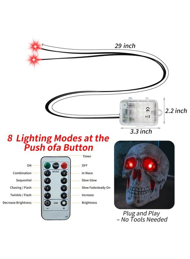Makevivi Halloween Glowing LED Skeleton Eyes with Remote – 8 Modes, Timer & Dimmable Brightness, DIY Light Up for Masks, Pumpkins, Tombstones and Props (Purple, 4 Pack, Batteries Not Included) - Image 2