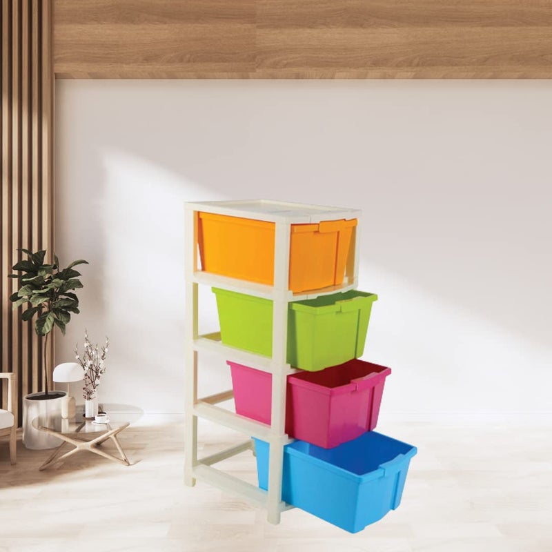 Suzec 4 Layer Medium MultiPurpose Modular Drawer Storage System for Home and Office with Trolley Wheels and AntiSlip Shoes Multi Colour - Image 5