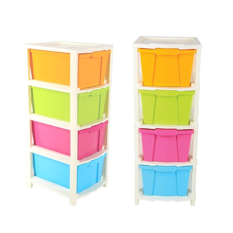 Suzec 4 Layer Medium MultiPurpose Modular Drawer Storage System for Home and Office with Trolley Wheels and AntiSlip Shoes Multi Colour - Image 3