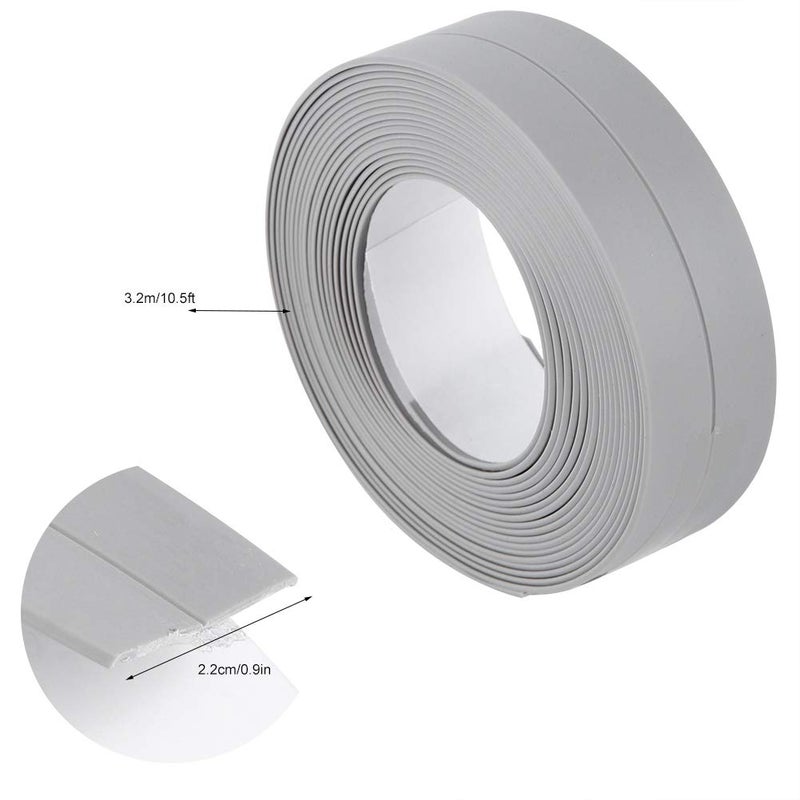 Raguso 3 Colors 3.2M Length Self Adhesive Bath and Wall Sealing Strip Sink Basin Edge Trim Kitchen New Gas Stove Bathtub Bathroom Toilet Kitchen Caulking Protector Sealing Tape PVC (22mm*3.2M-Gray) - Image 4