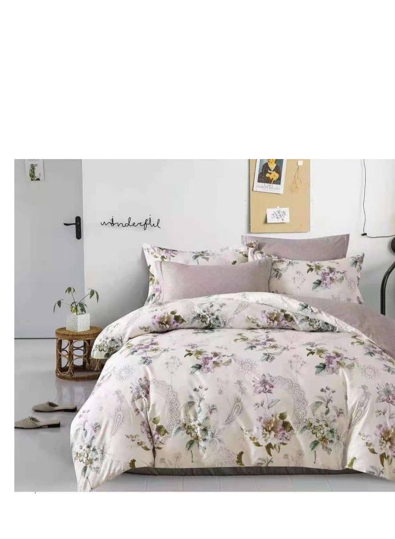 6-Piece King Size Duvet Cover Set – Botanical Leaf Design, Soft & Breathable Bedding Set with Fitted Sheet and Pillowcases