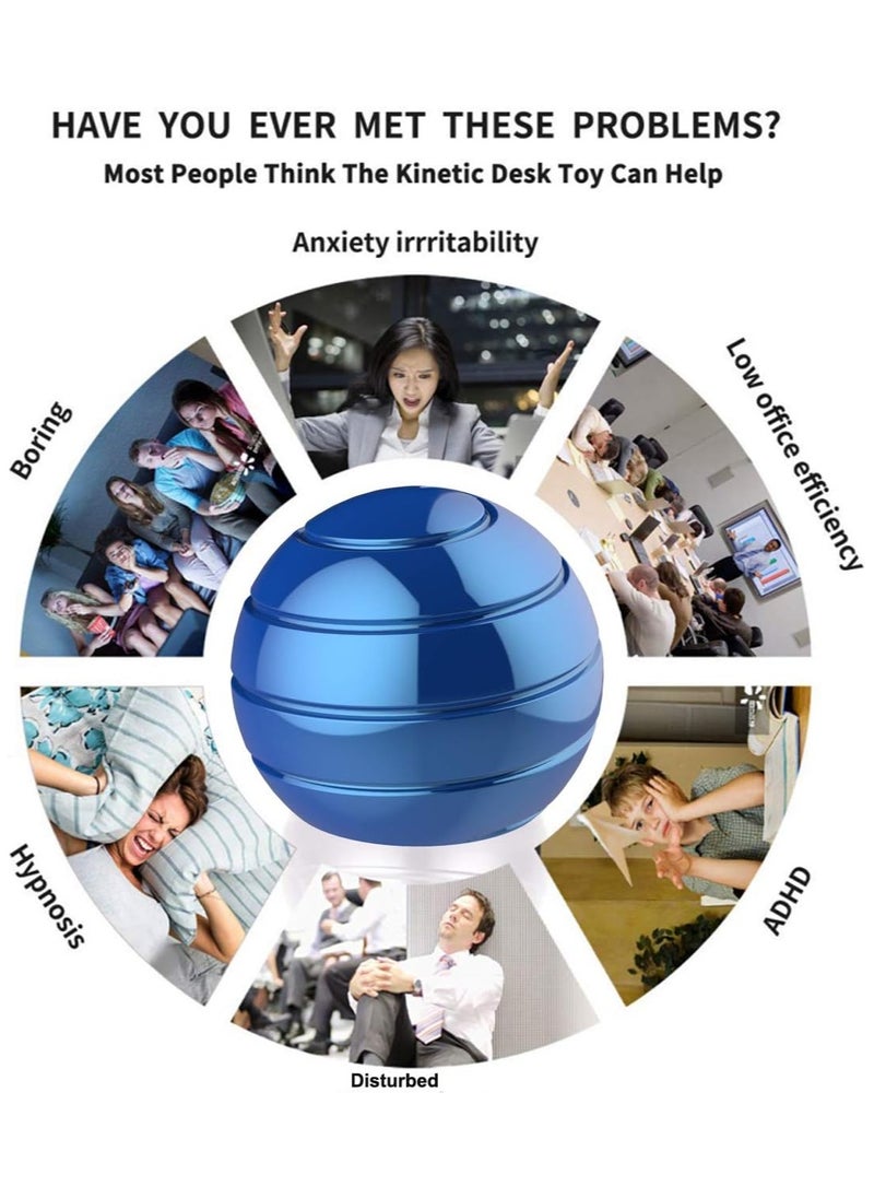 Laravel Kinetic Ball Spinner For Anti Anxiety, Optical Illusion Fidget Spinning Gyro Ball, Cool Metal Executive Desk Toys Ball, Quiet and Silent Desk Toys for Office for Adults, Kinetic Optical Illusion Fun Desk Toys, Cool Gadgets for Anxiety  - Image 5