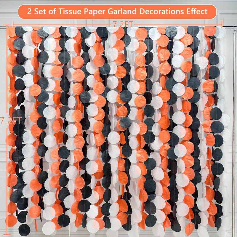 pinkblume 192 Ft Orange Black White Party Decorations Polka Dots Garland Streamer Backdrop for Halloween Fall Autumn Graduation Birthday Baby Shower Wedding Engagement Bachelorette Bridal Shower Party Supplies - Image 3