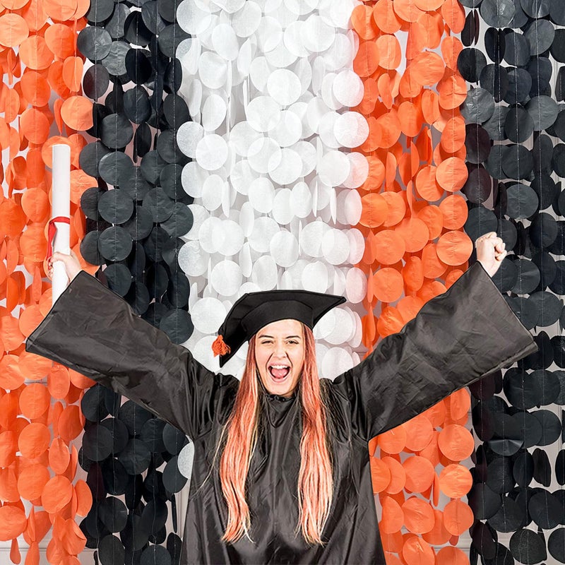 pinkblume 192 Ft Orange Black White Party Decorations Polka Dots Garland Streamer Backdrop for Halloween Fall Autumn Graduation Birthday Baby Shower Wedding Engagement Bachelorette Bridal Shower Party Supplies - Image 5
