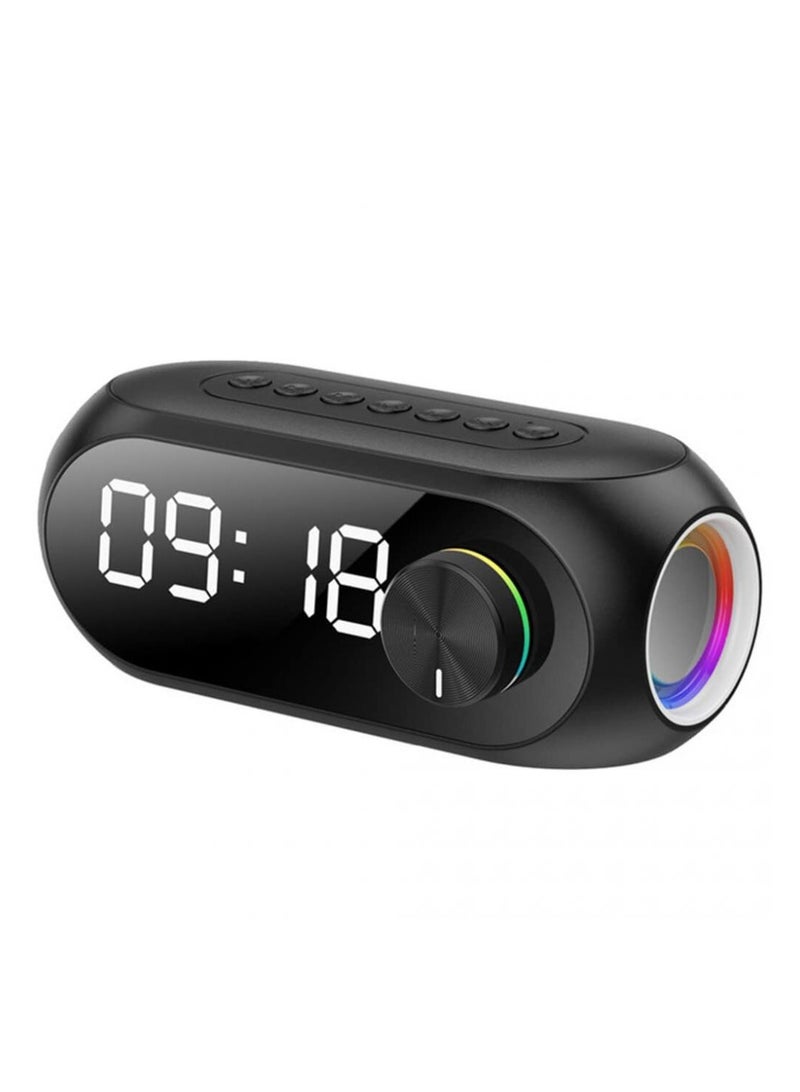 Wireless LED Mirror Screen Speaker Stereo Alarm Clock with Bluetooth, FM Radio, Hands-Free Calling, Multifunction Music Player, Adjustable Light – Black/White - Image 1