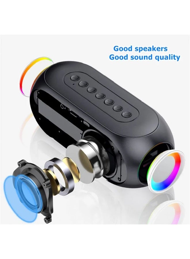 Wireless LED Mirror Screen Speaker Stereo Alarm Clock with Bluetooth, FM Radio, Hands-Free Calling, Multifunction Music Player, Adjustable Light – Black/White - Image 5