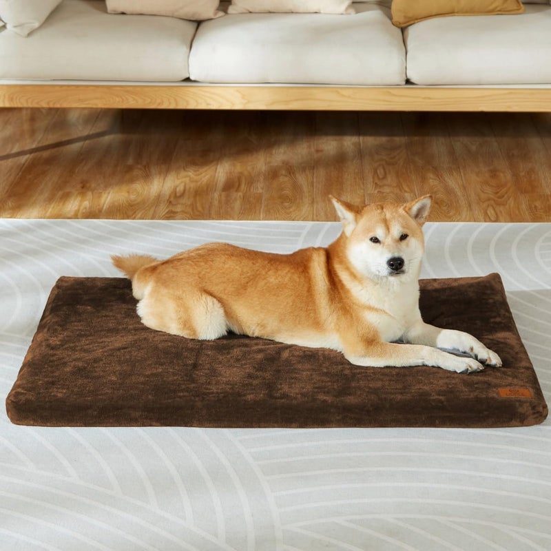 LIORCE Memory Foam Dog Crate Pad - Large Dog Bed Mat for Crate with Removable Washable Cover and Waterproof Lining - Pet Bed Mat for Large Dog - Designed for 36-inch Dog Crates, White - Image 1
