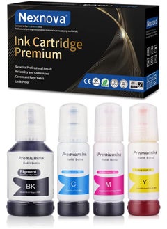 NexNova Ink 101 For Epson For Ecotank Set 4 Pack Black Cyan Magenta Yellow Refill For L4150 L4160 L6160 L6170 L6176 L6190 L14150 Printer  - Image 1