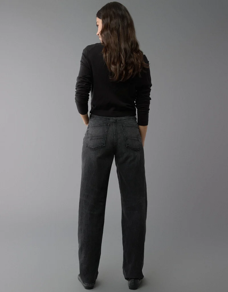 امريكان ايجل جينز ستريجيد فضفاض مستقيم الساق، خصر عالي