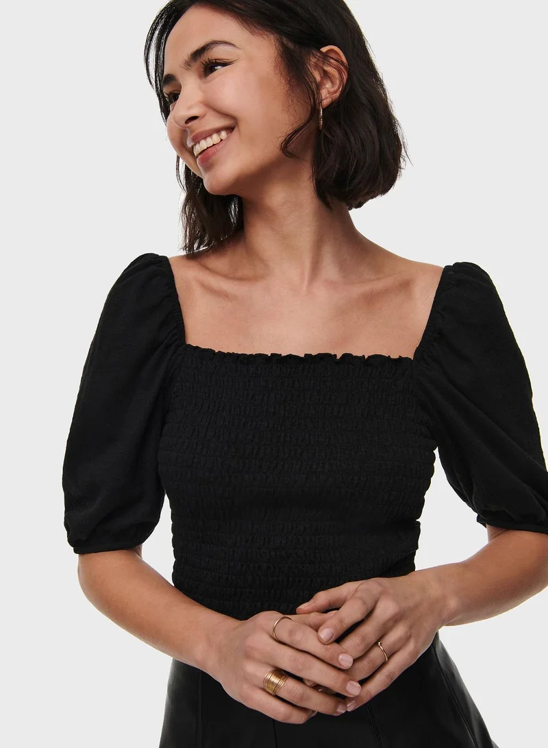 ONLY Square Neck Puff Sleeve Top