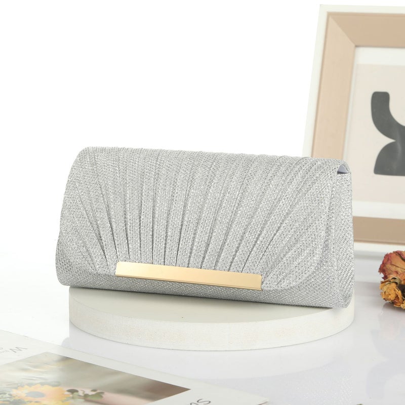 Sequin Pleated Chain Shoulder Bag - Image 4