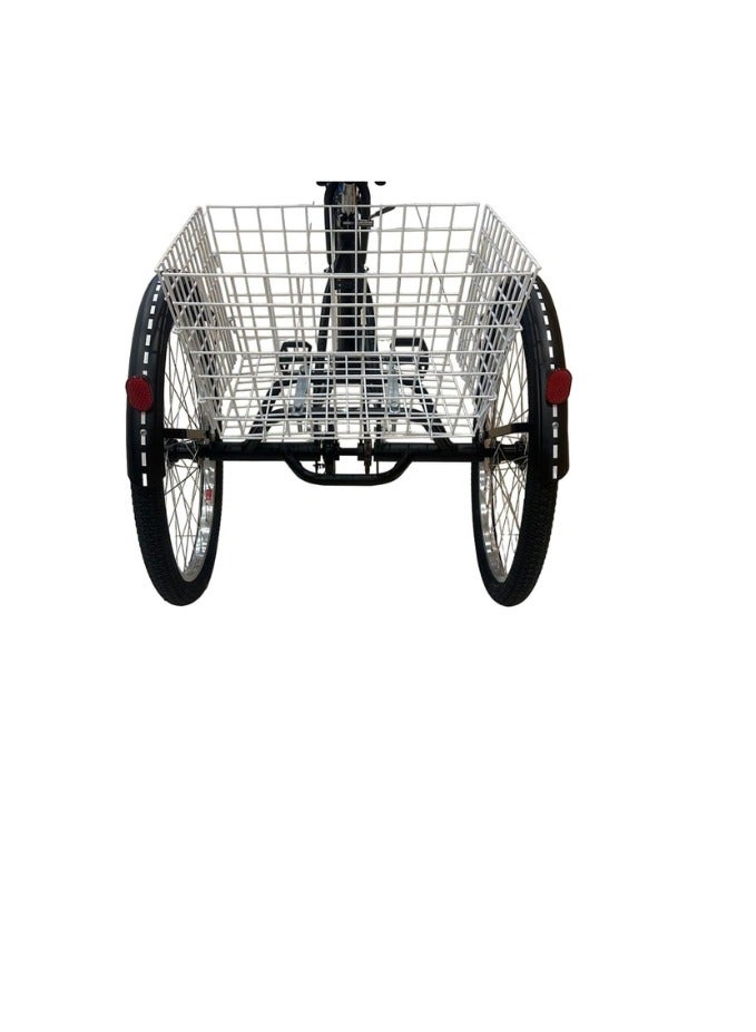 Shard 24 Inch City Tricycle - Adult Three-Wheel Bike with Rear Basket | Single Speed | Comfortable Seat | Perfect for Urban Rides and Shopping (Black)  - Image 2