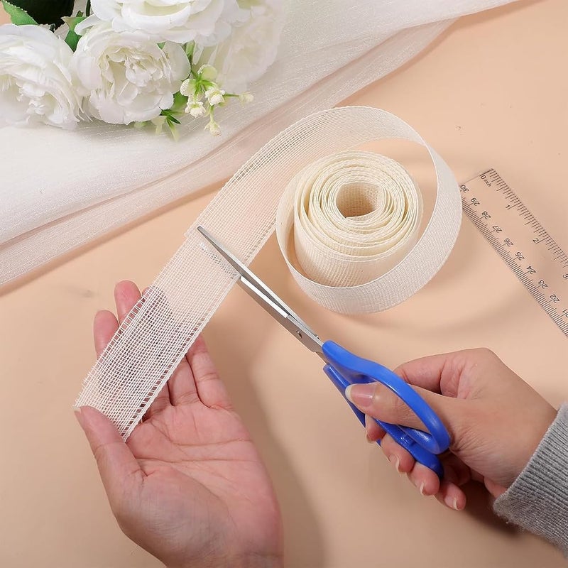 TERRIFI 2 Rolls 6.5 Yards Hemming Tape for Sewing, 1.37 Inch White Hem Tape with Fishbone Boning Lining, Reusable for Narrow & Curved Hems for Skirts, Dresses, Wedding Veils & Clothing - Image 4