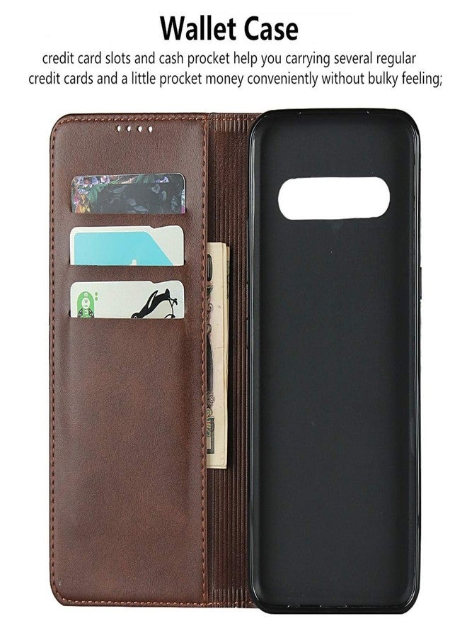 iCoverCase for LG V60 ThinQ 5G Wallet Case, Premium PU Magnetic Leather Card Slots Holder Carry Kickstand Feature Flip Cover Case for LG V60 (Dark Brown) - Image 3