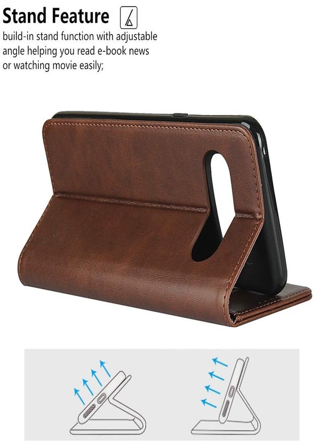 iCoverCase for LG V60 ThinQ 5G Wallet Case, Premium PU Magnetic Leather Card Slots Holder Carry Kickstand Feature Flip Cover Case for LG V60 (Dark Brown) - Image 5