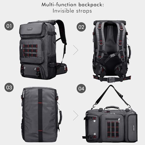 WITZMAN Carry on Travel Backpack for Men Airline Approved Convertible Nylon Luggage Backpack (B682 Silvery Grey) - Image 3