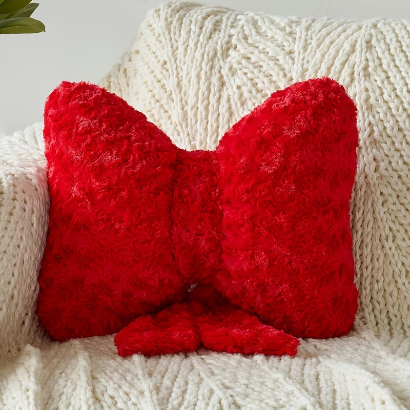 Red Bow Pillow Seat Cushion 42cm Multi Purpose Home Car Sofa Decoration - Image 2