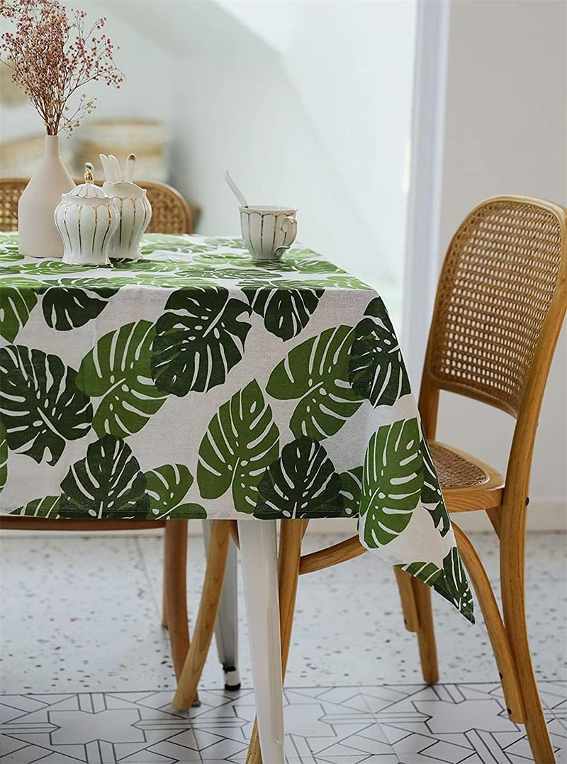 Luckam Pastoral Square Tablecloth, Linen Fabric Table Cloth Washable Table Cover with Dust Proof Wrinkle Resistant for Restaurant, Picnic, Bistro, Indoor and Outdoor Dining, Monstera (55 x 55 Inch) - Image 2
