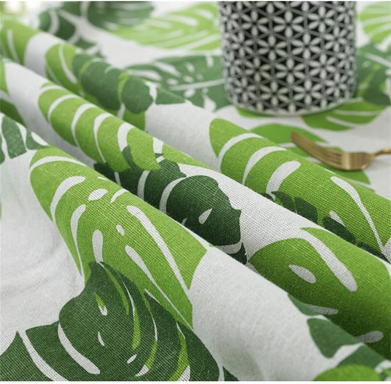 Luckam Pastoral Square Tablecloth, Linen Fabric Table Cloth Washable Table Cover with Dust Proof Wrinkle Resistant for Restaurant, Picnic, Bistro, Indoor and Outdoor Dining, Monstera (55 x 55 Inch) - Image 3